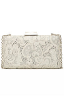 Load image into Gallery viewer, Lace Clutch with a Chain Shoulder Strap
